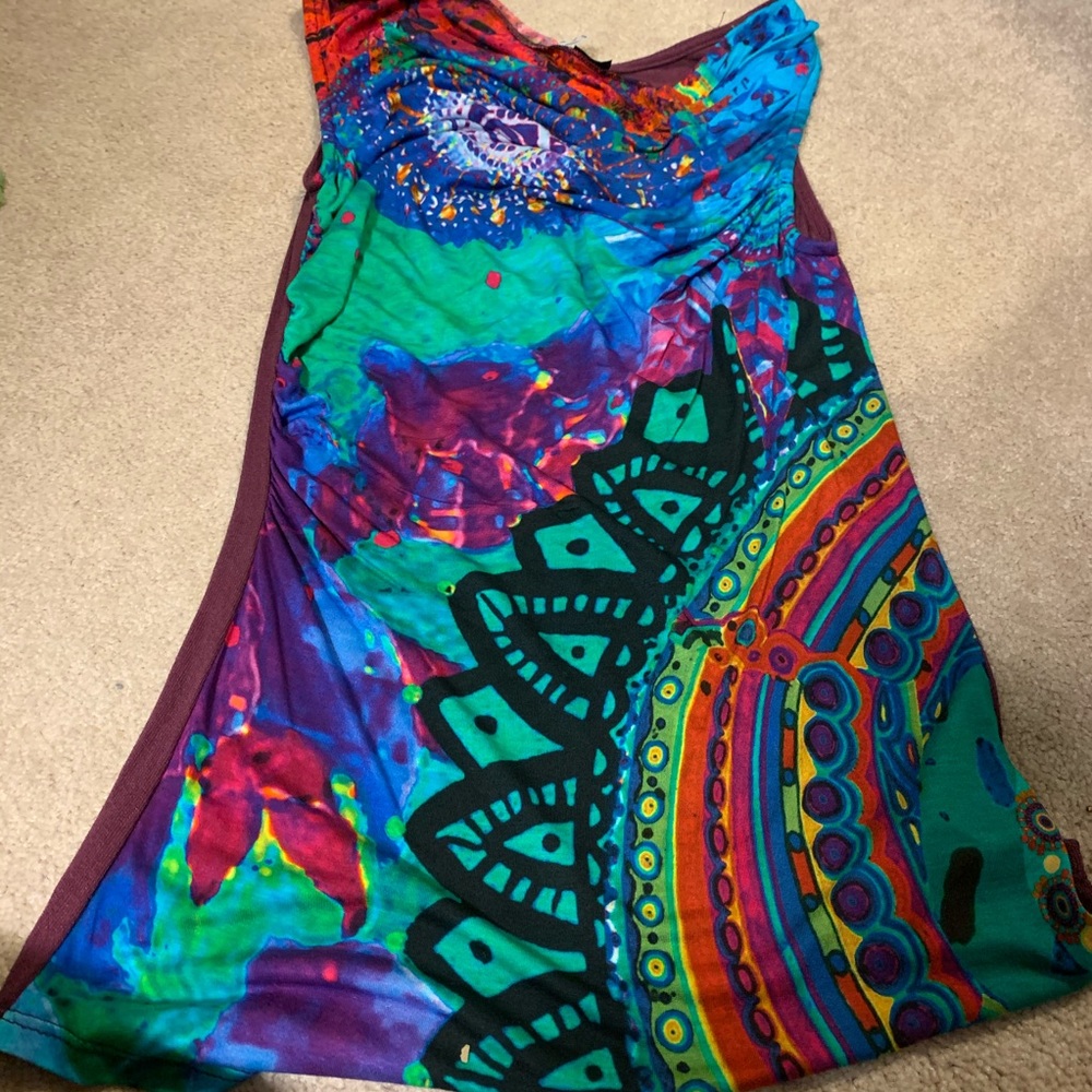 Desigual print asymmetric sleeveless top